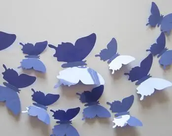12 шт./компл. Новое поступление 3D творческий наклейки на стену с Бабочка ПВХ обувь с украшениями в виде цветков и бабочек, стикеры для домашнего декора - Цвет: Sky blue
