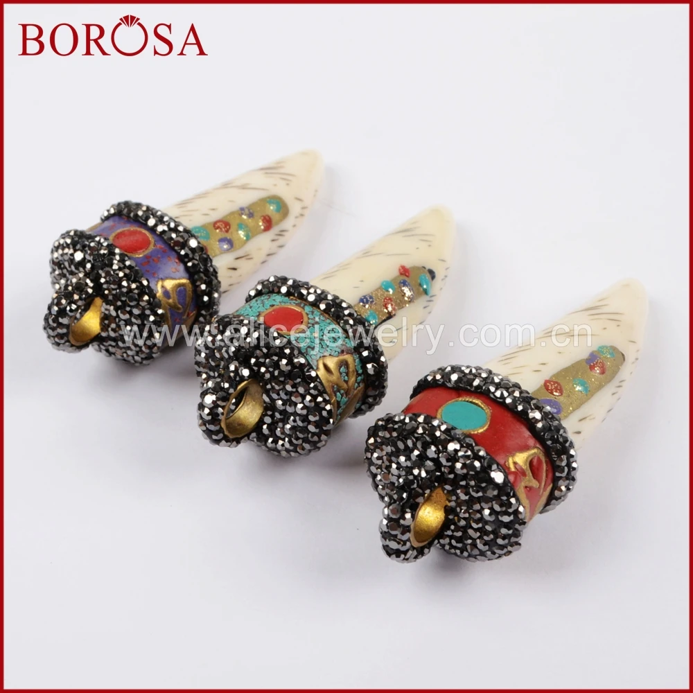 BOROSA Новый 6 шт горный хрусталь проложенный инкрустацией латунь подвеска в виде