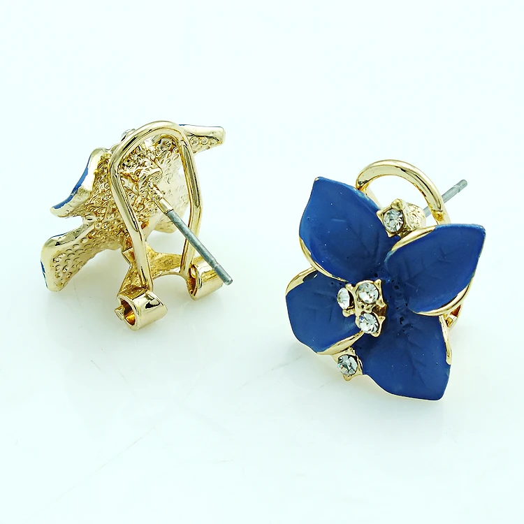 Новый трехмерный Серьги моды гламур синий камелии Серьги-гвоздики для Для женщин