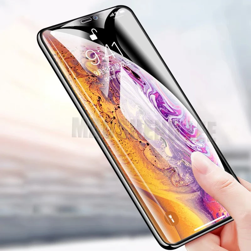 Закаленное стекло 9D для iPhone X XS MAX XR защитная пленка экрана с полным покрытием 2