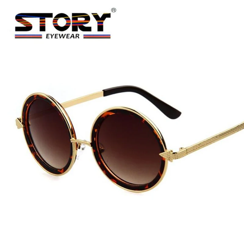 Для женщин ретро Sunglassess Брендовая дизайнерская обувь круглая рамка солнцезащитные очки Винтаж черный очки Мода UV400 очки