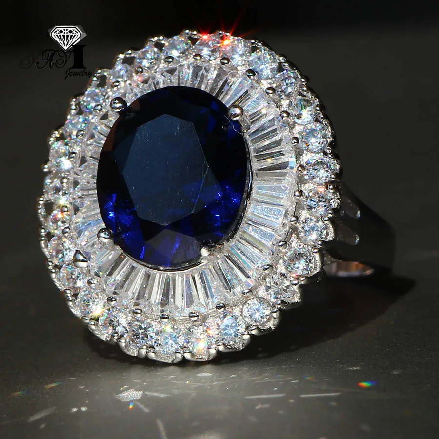 Ювелирные изделия yayi Мода Принцесса огранка 5.5CT голубой циркон серебряный цвет обручальные кольца Свадебные Кольца вечерние кольца