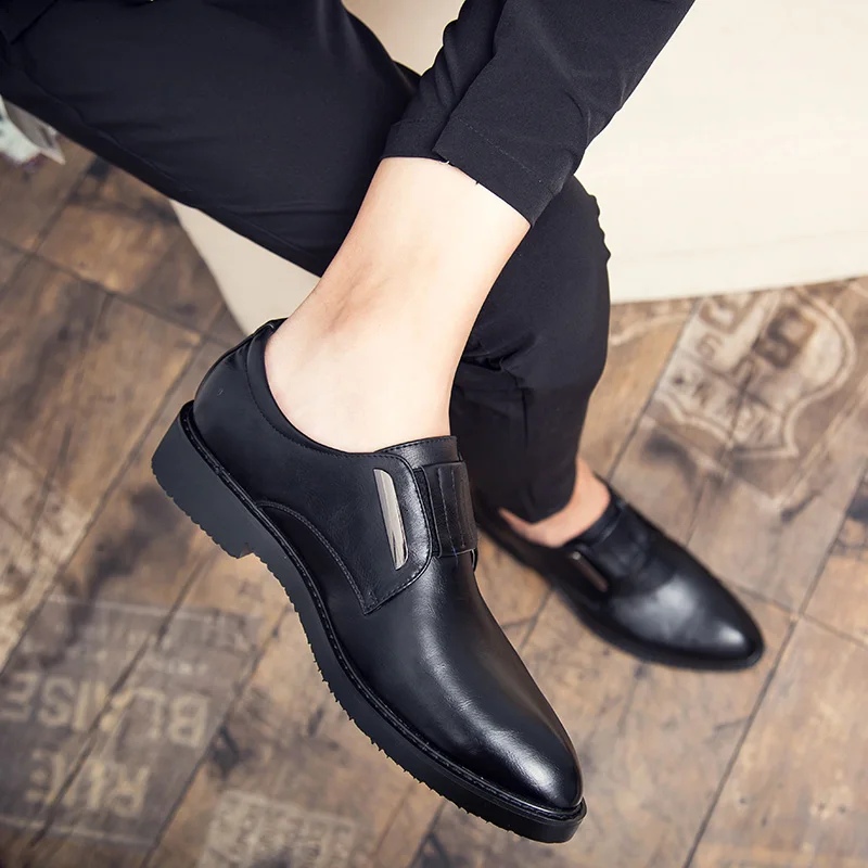 2019 new style fashion men's shoes casual leather loafers male classic black slip on shoe man coffice comfortable for men | Обувь