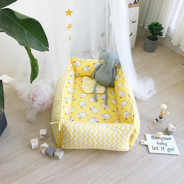 Yellow Детская кроватка для младенцев портативная кроватка детская кроватка кровать для сна артефакт дорожная кровать постельные принадлежности бамперная кроватка матрас - Цвет: Yellow
