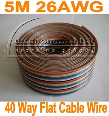 Rheccow 5 м 40 Путь 26AWG 7 core 0.12 мм Цвет Радуга лента гибкий плоский кабель Провода