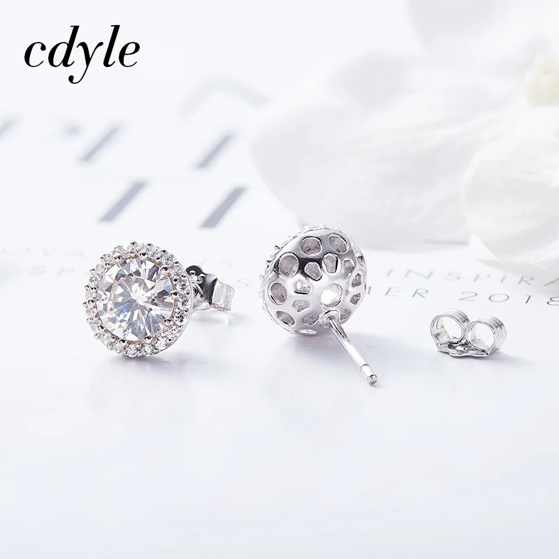 Женские серьги-пусеты Cdyle из серебра 925 пробы с кристаллами | Украшения и