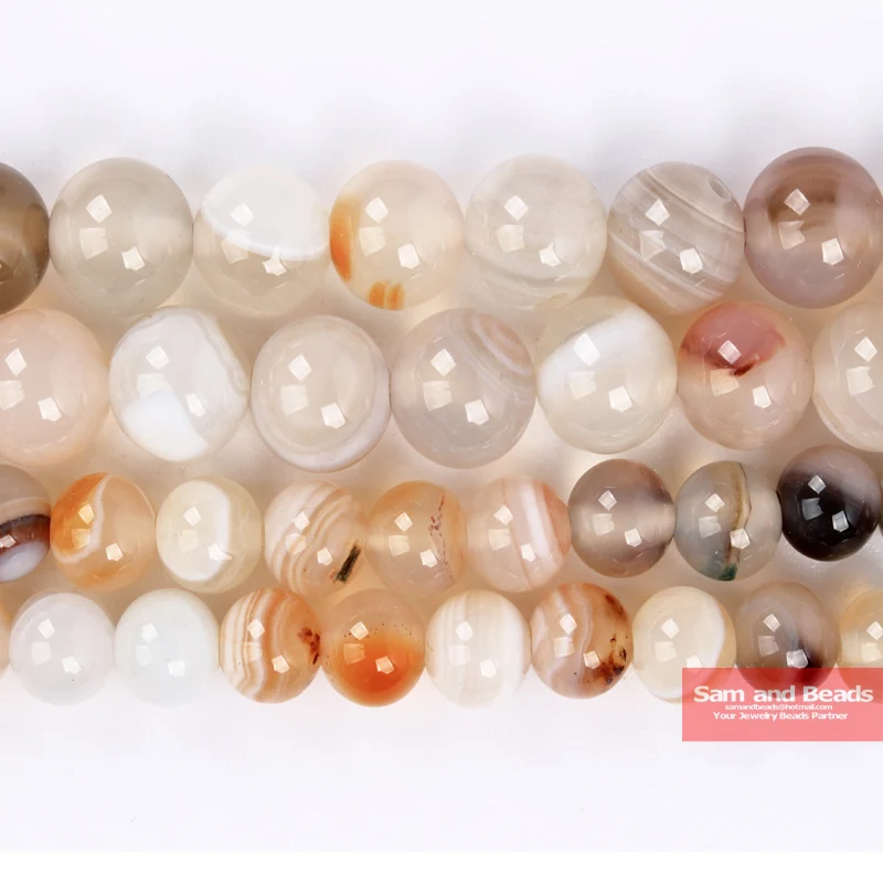

Free Shipping Natural Stone White Stripe Agates Round Loose Beads 4 6 8 10 12MM Pick Size For Jewelry Making WAB50