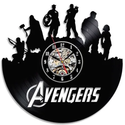 Мстители Виниловая пластинка настенные часы современный дизайн Marvel Comics Железный человек и Капитан Америка и Тор часы настенные часы домашний декор - Цвет: 12