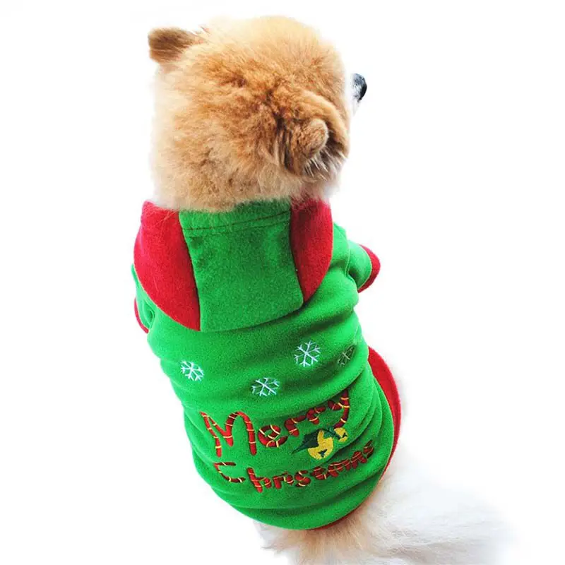 XS/S/M/L/XL зимняя теплая одежда для собак Рождественская елка костюма толстовки
