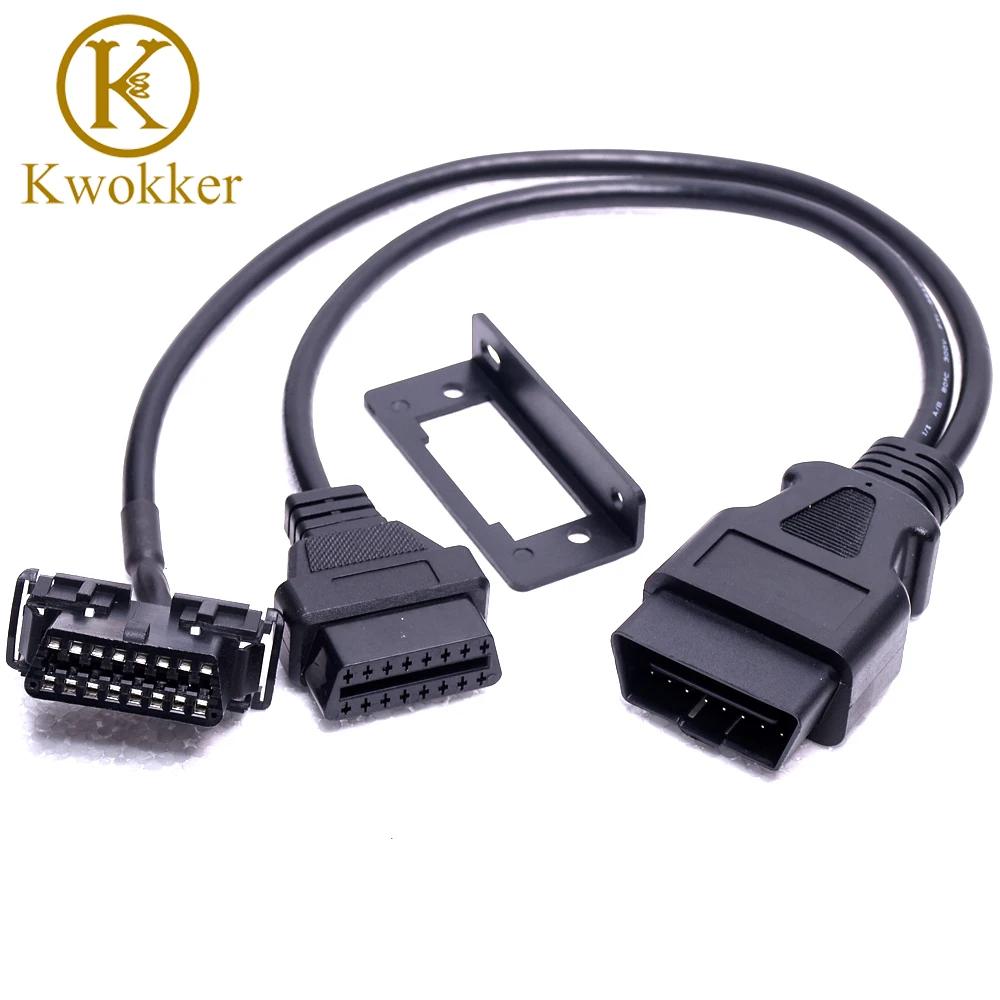 

Диагностический соединительный кабель KWOKKER OBD2 OBDII Y, подходит для всех автомобилей 50 см, адаптер OBD2 Y с одного штекера на два гнезда