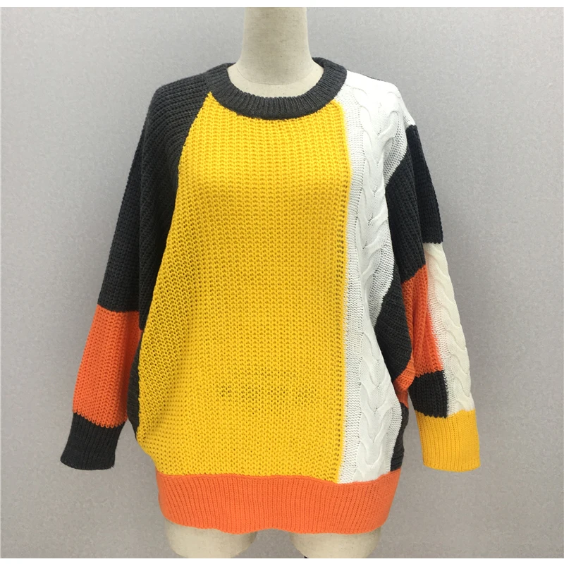 NewAsia Oversized Sweater Women 2019 New Autumn Winter Long Batwing Sleeve Loose Jumpers Fashion Panelled Pullover Knitted Tops | Женская