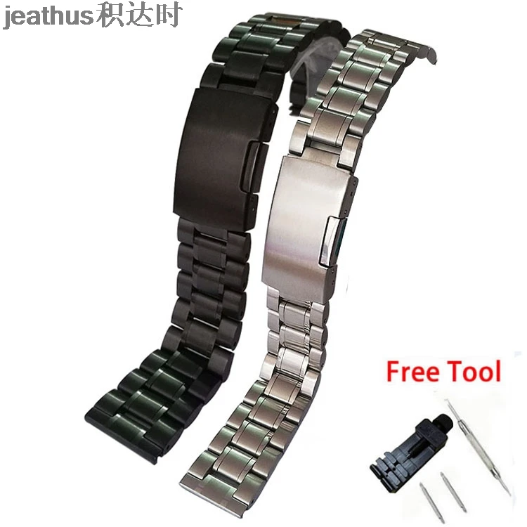 Ремешок Jeathus из нержавеющей стали для наручных часов черный браслет fossil diesel band14 16