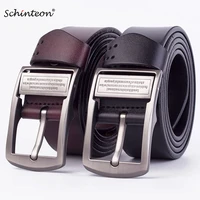 schinteon 100 cowhide men genuine leather belt jean pin buckle wide waist strap brown black high quality