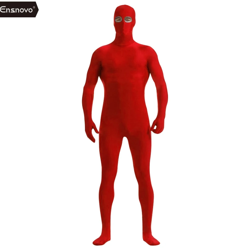 Ensnovo, для взрослых, черные, с открытыми глазами, нейлон, лайкра, Zentai, на заказ, вторая кожа, облегающие костюмы, для всего тела, Хэллоуин, косплей, костюмы, спандекс - Цвет: Red
