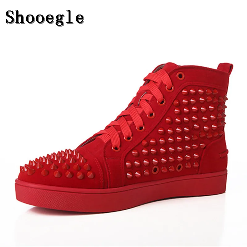 SHOOEGLE/большие размеры 39 47 Chaussure Homme Мужские замшевые стильные кроссовки с шипами