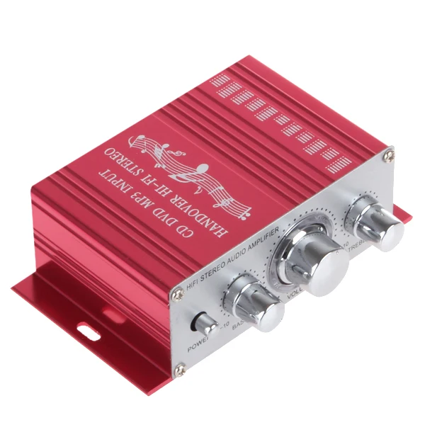 New 12V Mini Car Amplifier Motorcycle Home Boat Auto Stereo Audio Amplifier 2 Channel Digital Hi-Fi Amp Support CD DVD MP3 Input