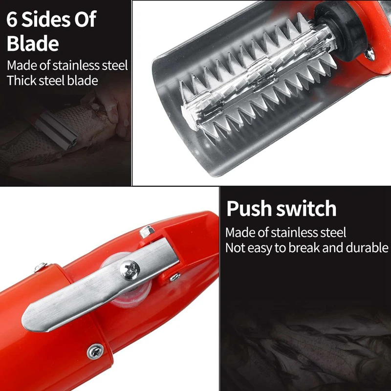 

120W Waterproof Electric Fish Scale Scraper Fishing Scalers Clean Easy Fish Stripper Remover Cleaner Tool Charging Adapter,Eu Pl