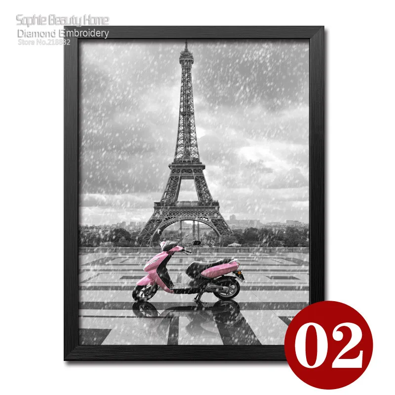 Алмазная живопись сделай сам вышивка красота Эйфелева башня красный зонт