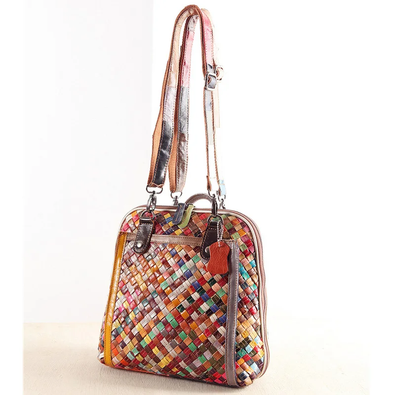 Новинка Nautal кожаная плетеная Ретро сумка рюкзаки на плечо женская для