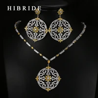 hibride luxury style round flower shape colorful swiss cz pendants bridal women wedding jewelry sets n 65