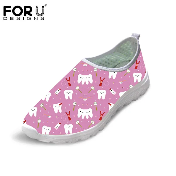 H4691AA FORUDESIGNS/Женская обувь на плоской подошве с милым рисунком для дантиста; zapatos mujer; сетчатая обувь с сеткой; Женская дышащая Летняя обувь с героями мультфильмов; - Цвет: H4691AA