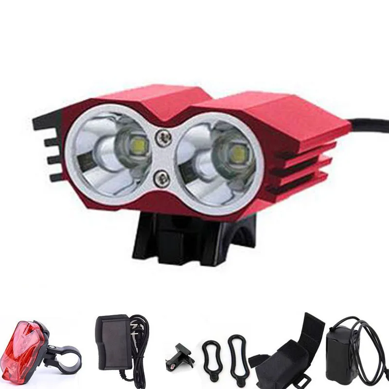 Фонарь налобный велосипедный светодиодный 6400 лм мАч|flashlight for bicycle|2x cree xm-l u22x |