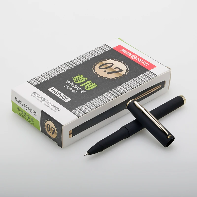 0.7mm HG0006 12 шт./кор. наконечник пули гелевая ручка 0,5 мм 0,7 мм 1,0 мм черные чернила большой емкости обычные ручки офисные школьные принадлежности канцелярские - Цвет: 0.7mm HG0006