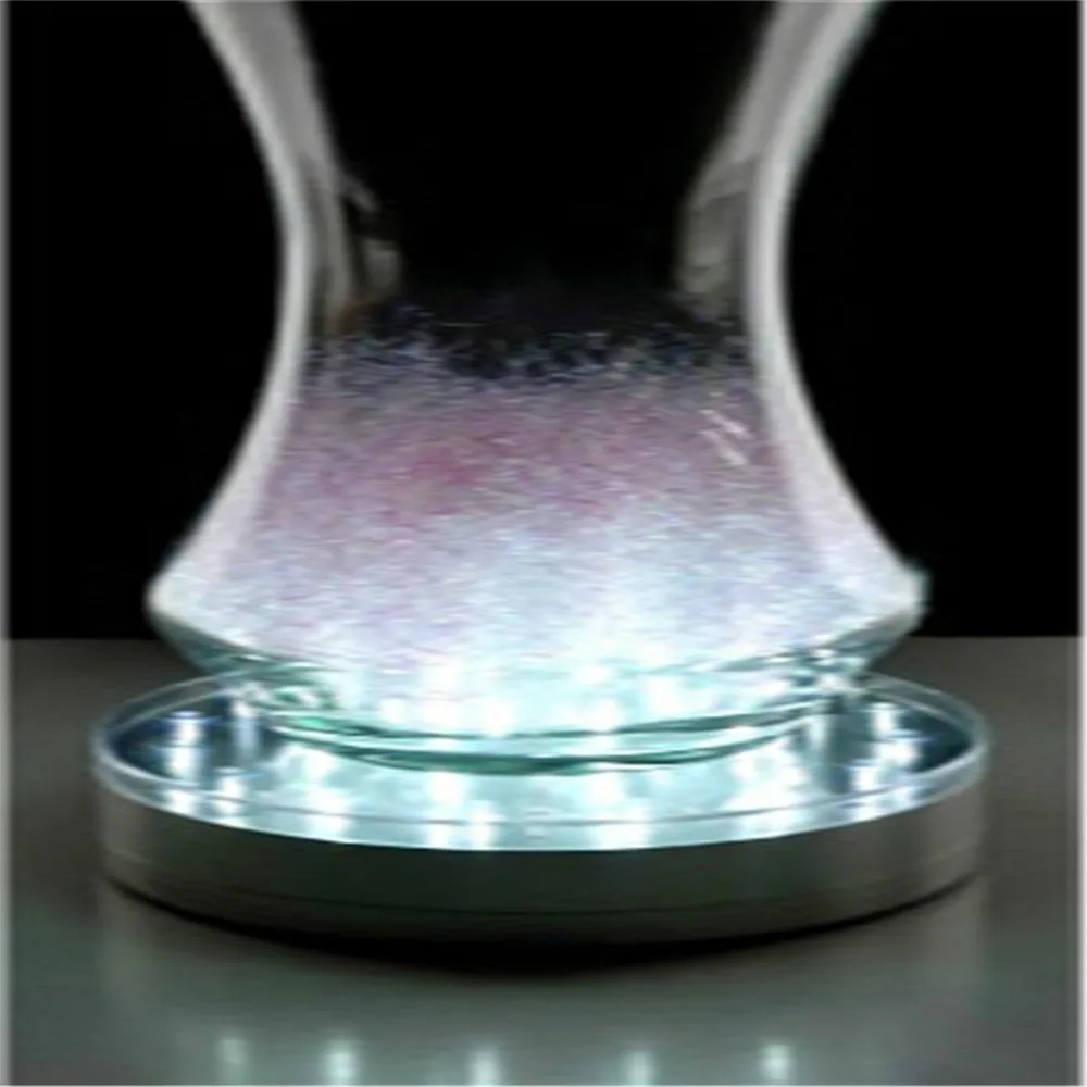 Wedding Centerpiece Vase Lighting !!! 8inch Round Silver Body Mirror Center 31 White LED Under Vase Light Base