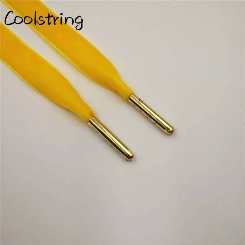 1616-2 Gold Yellow G Coolstring Новые плоские односторонние вельветовые шнурки фантастические нейлоновые шнурки для обуви с металлическими наконечниками кроссовки спортивные шнурки - Цвет: 1616-2 Gold Yellow G