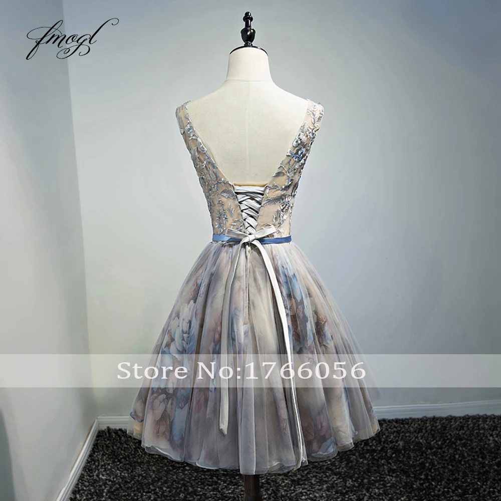 Fmogl Sexy Backless Bow Knee Length Cocktail Dresses 2019 Beading Embroidery Special Occasion Dress Short For Party | Свадьбы и