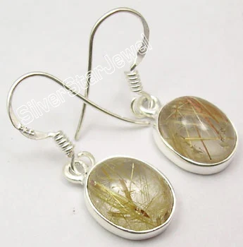 RUTILE QUARTZ Chanti International новая ручная работа 1 пара! Однотонные серебряные рутиловые кварты милые серьги 2,8 см - Окраска металла: RUTILE QUARTZ