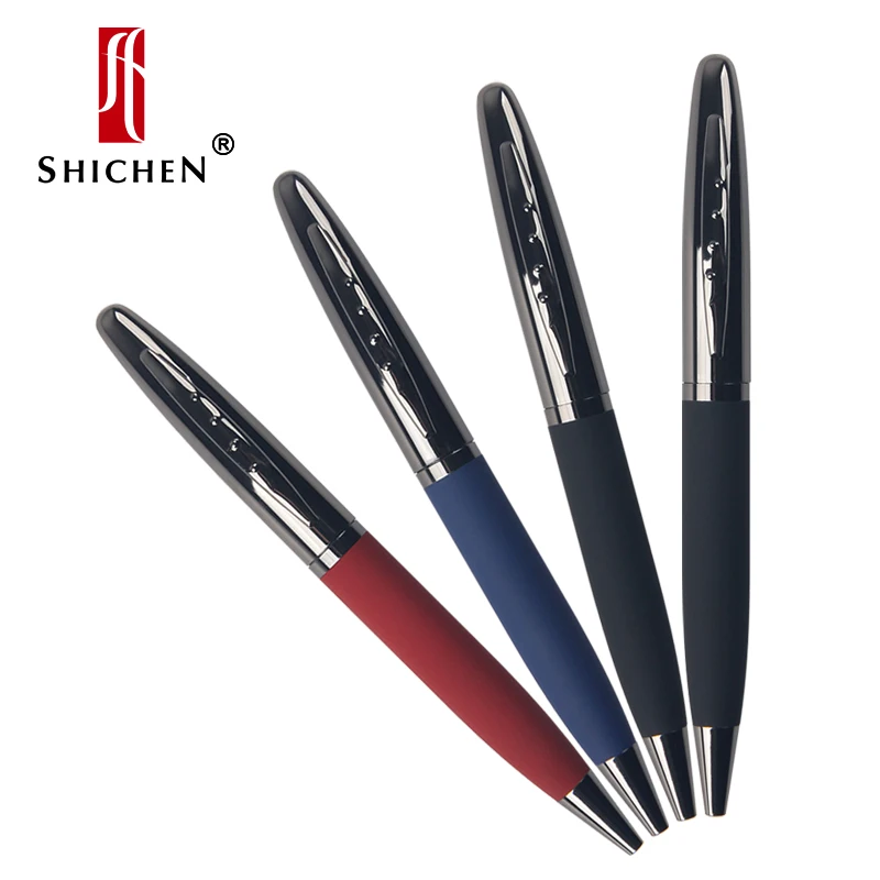 

Shichen A004 Low price ball pen making machine leather wrapped barrel custom logo leather metal ballpoint pen