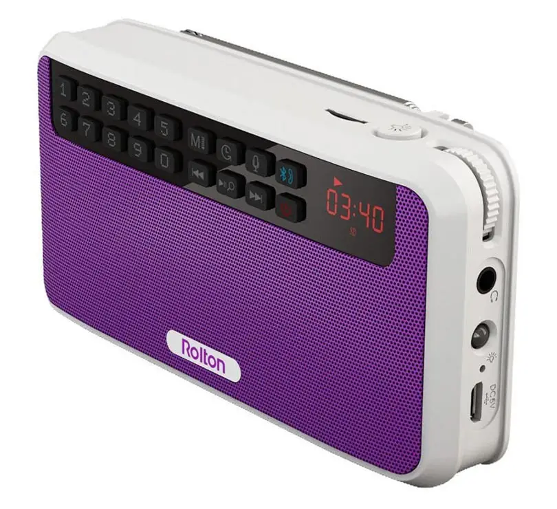 Purple Портативный bluetooth-динамик Rolton E500 с басами, двухтрековый динамик, спортивный и стерео fm-радио, TF карта, USB MP3 колонка и фонарик - Цвет: Purple