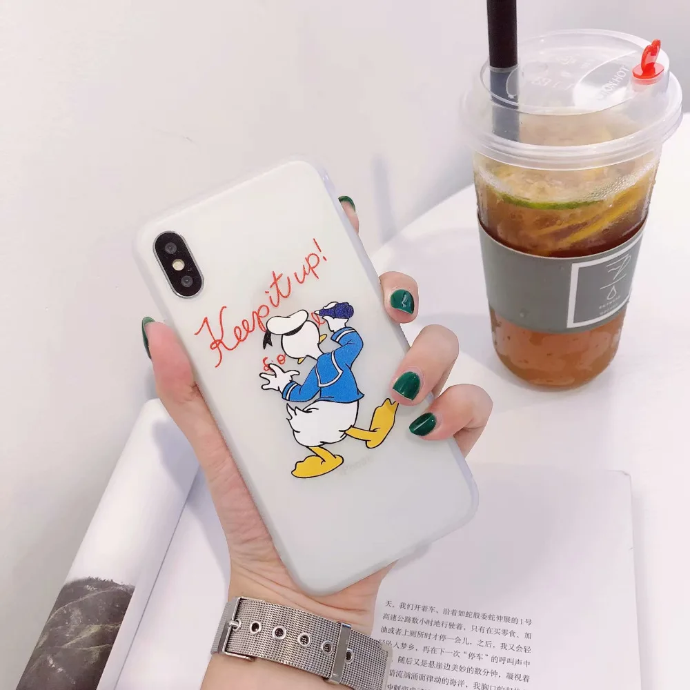 GABOOM Phone Case for iPhone 7 case 6s 6 8 Plus X Soft TPU Matte Letter Fashion Cartoon Mouse Duck Moblie Bag |