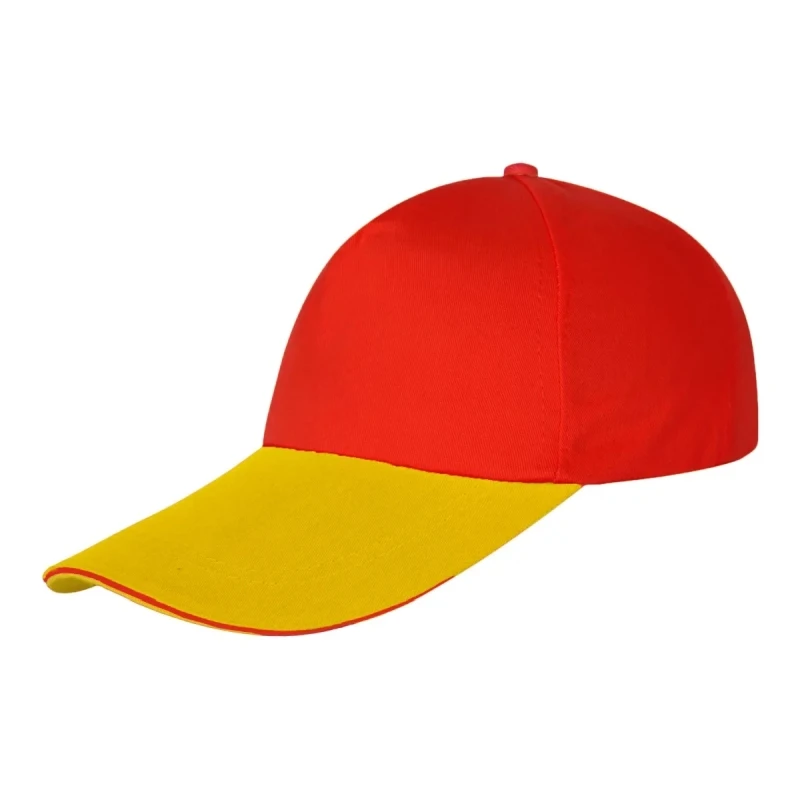 Red-yellow Женская кепка, мужские бейсболки унисекс, однотонные хлопковые летние шапки с индивидуальным принтом, ваш собственный дизайн, логотип, Мужская Женская Повседневная бейсболка шапка - Цвет: Red-yellow