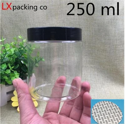 250 ml black lid 30 шт 50 100 150 180 200 250 мл Крем Конфеты Пластиковая упаковка бутылка черная баночка с крышкой pill контейнер для специй банка - Цвет: 250 ml black lid