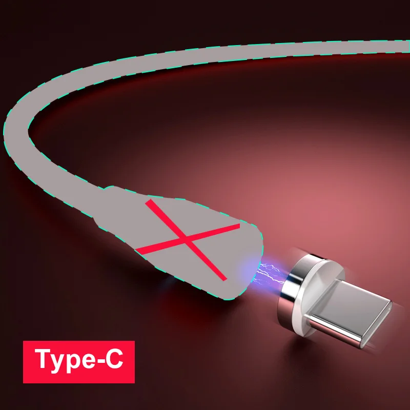 Only Plug For Type C Магнитный кабель Marjay, 2 м, 3 А, быстрая зарядка, 3,0, Micro usb type-C кабель для iphone X Xs Max, samsung, Xiaomi, магнитный шнур для быстрой зарядки - Цвет: Only Plug For Type C