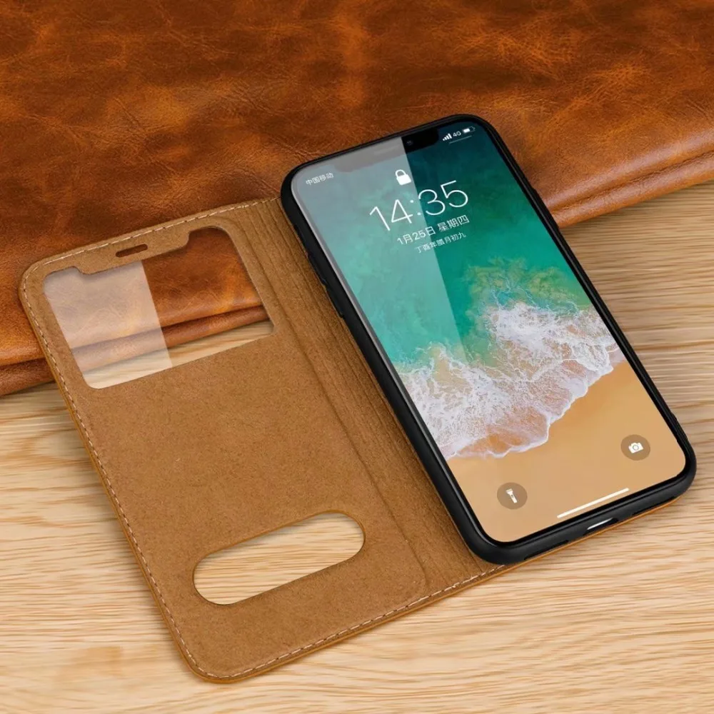 Чехол из коровьей кожи для iPhone 6 6S 7 8 Plus X флип-чехол кошелек чехол магнитный