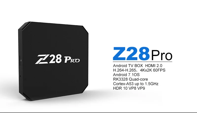 Chycet Z28 PRO Smart Android 7,1 ТВ приставка RK3328 четырехъядерный 64 бит 4 к H.265 USB3.0 2 Гб 16 Гб мини ПК WiFi LAN HD медиаплеер Z28