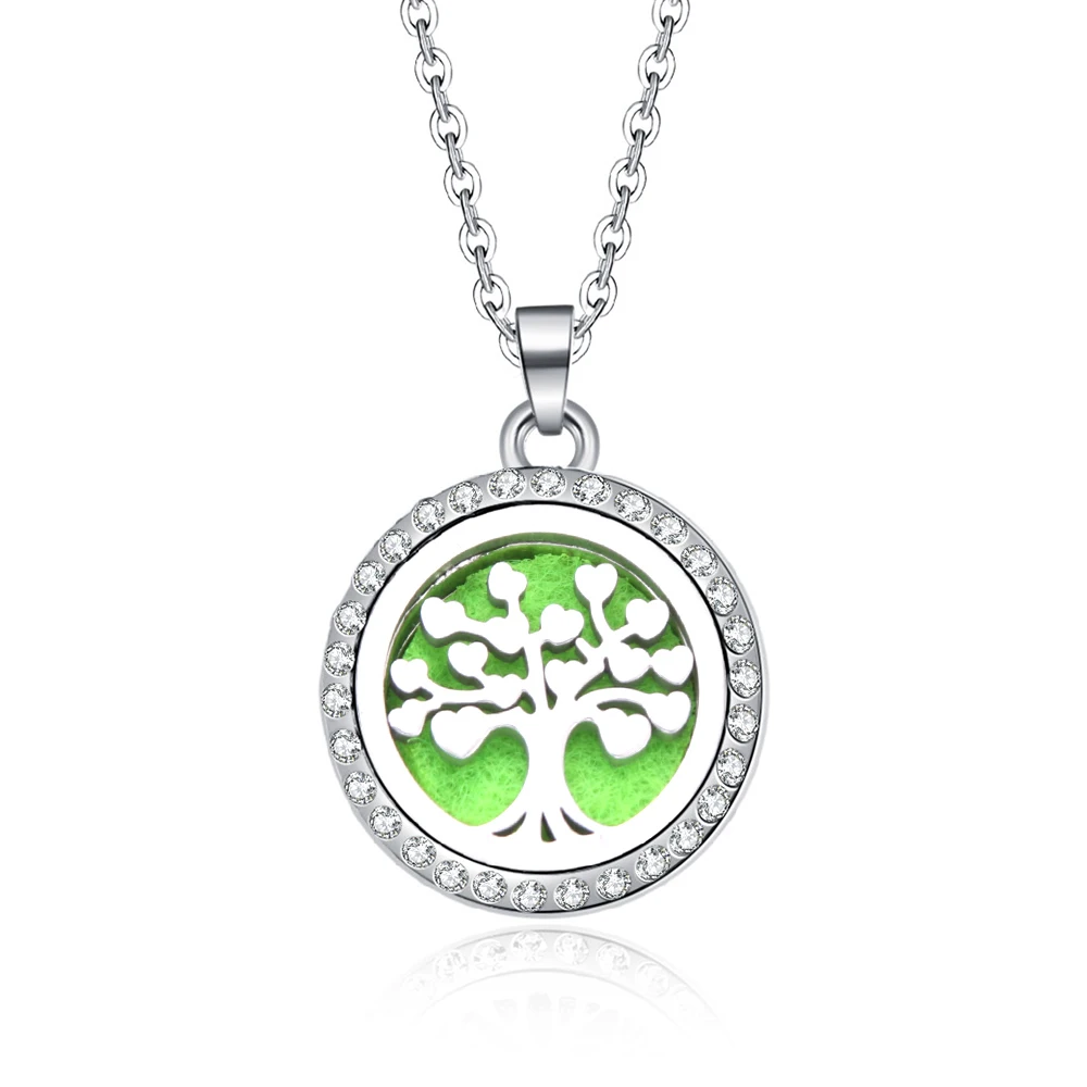 

life Tree Aroma Box Necklace Magnetic Stainless Steel Aromatherapy Essential Oil Diffuser Perfume Box Locket Pendant Jewelry