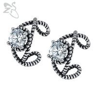 zs hip hop clip earrings for men women blackwhite cubic zirconia earring male stainless steel jewelry biker earing accessories
