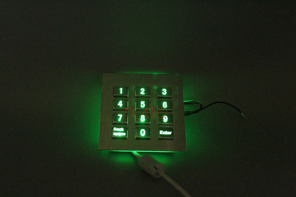 Промышленная Водонепроницаемая Металл led с задней подсветкой клавиатуры, украшенное мозаикой из драгоценных камней, 12 клавишами Подсветка металлическая клавиатура