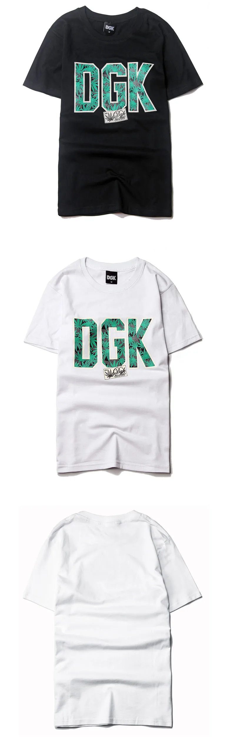 DGK мужские футболки высокого качества 19SS кленовые листья DGK голова тигра футболка Уличная Повседневная черная и белая пара DGK топ тройники