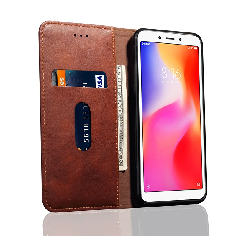 Xiaomi Redmi 6A чехол Ретро заклепки кожаный чехол для телефона на Funda Xiaomi Redmi 6A Xiomi Redmi6A Магнитный Флип Чехол 5,45"