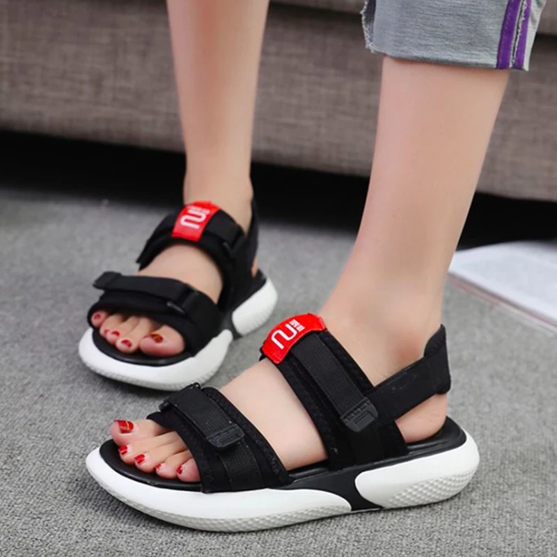 Women Sandals 2019 Fashion Summer Shoes Flats Platform Breathable elastic fabric sandals Ultralight Casual | Обувь
