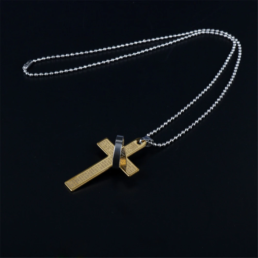 Новый Панк мини Библейский крест ожерелья с буквой и кулонами для мужчин из