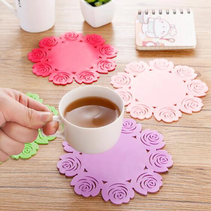 1PC Lace Flower Hollow Doilies Silicone Coaster Coffee Table Cup Mats Pad Placemat Kitchen Accessories Cooking Tools | Дом и сад