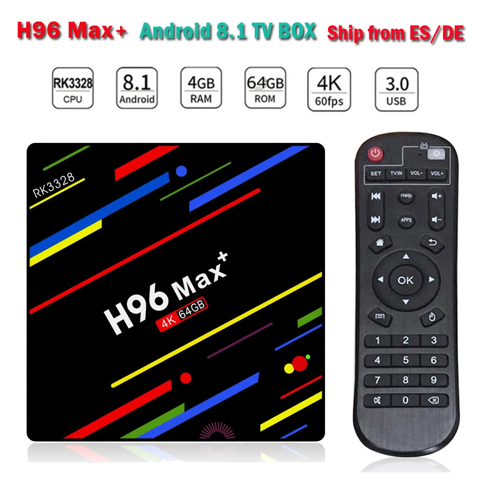 2018 Горячая H96 Max + RK3328 4 GB 64 Android 8 1 ТВ Box Smart коробка 2 4G/5G Wi Fi K H.265 USB 3 0 HDR10 HD Media Player