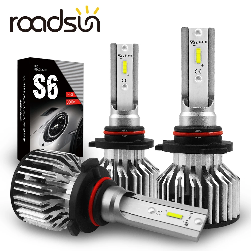 Roadsun автомобилей головной светильник лампа светодиодный H7 H4 H11 H1 H8 H9 9005 HB3 9006 HB4 светодиодный 12V 6000K автомобильный светильник автомобильные светодиоды с чипом CSP Стайлинг для авто светодиодные лампы
