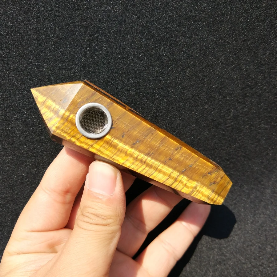

2017 Hot Sale Tiger Eye stone Natural Crystal Quartz Smoking Pipes